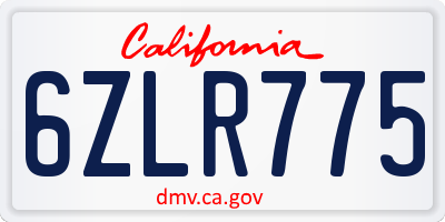 CA license plate 6ZLR775