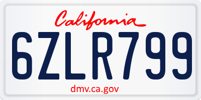 CA license plate 6ZLR799