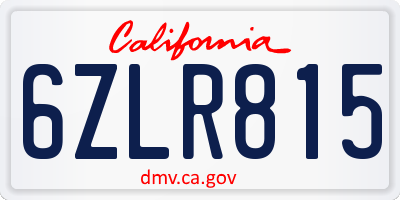 CA license plate 6ZLR815