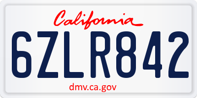 CA license plate 6ZLR842