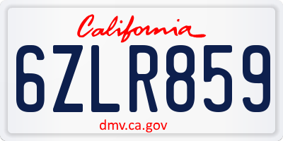 CA license plate 6ZLR859