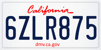 CA license plate 6ZLR875
