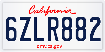 CA license plate 6ZLR882