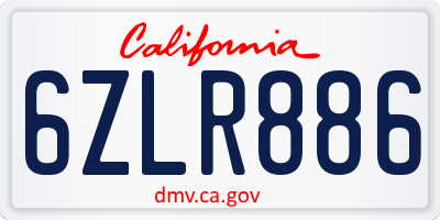 CA license plate 6ZLR886