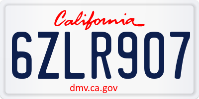 CA license plate 6ZLR907