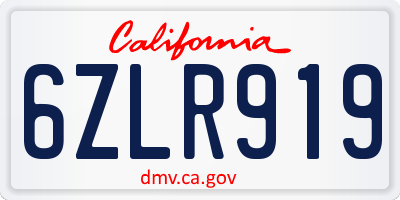 CA license plate 6ZLR919