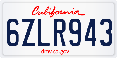 CA license plate 6ZLR943
