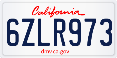 CA license plate 6ZLR973