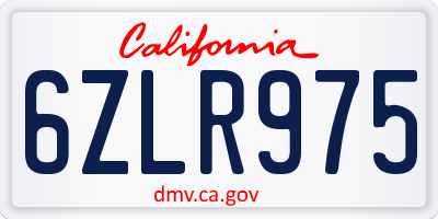CA license plate 6ZLR975