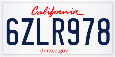CA license plate 6ZLR978