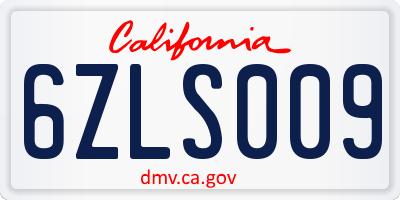 CA license plate 6ZLS009