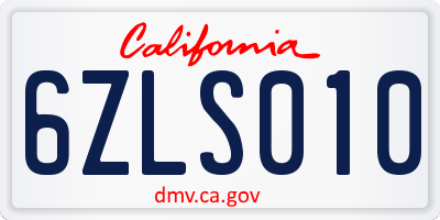 CA license plate 6ZLS010