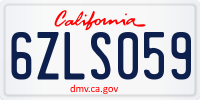 CA license plate 6ZLS059