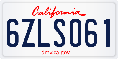 CA license plate 6ZLS061