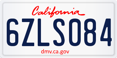 CA license plate 6ZLS084