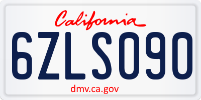 CA license plate 6ZLS090