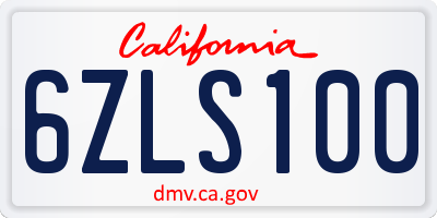 CA license plate 6ZLS100