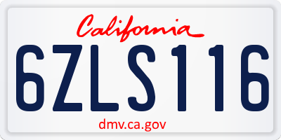 CA license plate 6ZLS116
