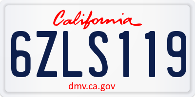 CA license plate 6ZLS119