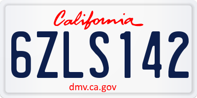 CA license plate 6ZLS142