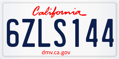 CA license plate 6ZLS144