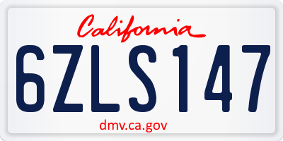 CA license plate 6ZLS147
