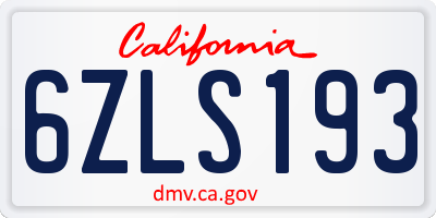 CA license plate 6ZLS193