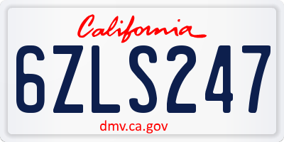 CA license plate 6ZLS247