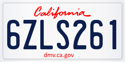 CA license plate 6ZLS261