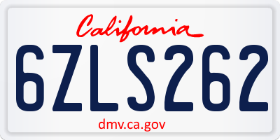 CA license plate 6ZLS262