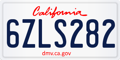 CA license plate 6ZLS282
