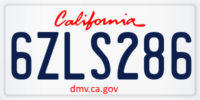 CA license plate 6ZLS286