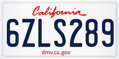 CA license plate 6ZLS289