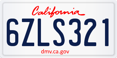 CA license plate 6ZLS321