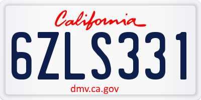 CA license plate 6ZLS331