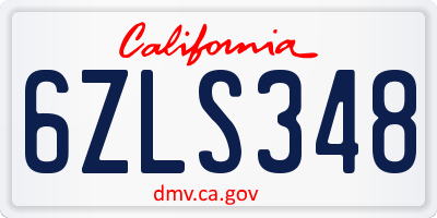 CA license plate 6ZLS348