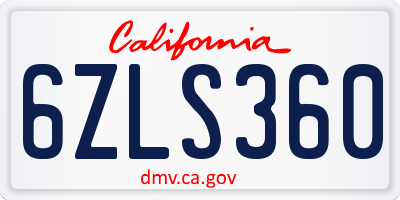 CA license plate 6ZLS360