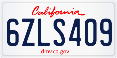CA license plate 6ZLS409