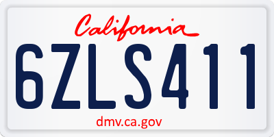 CA license plate 6ZLS411