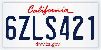 CA license plate 6ZLS421