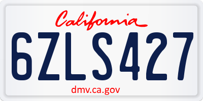 CA license plate 6ZLS427
