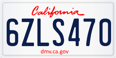 CA license plate 6ZLS470