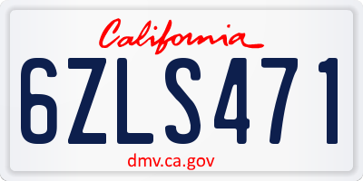 CA license plate 6ZLS471
