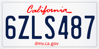 CA license plate 6ZLS487