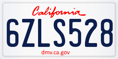 CA license plate 6ZLS528