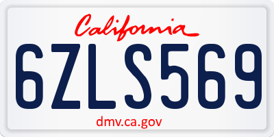 CA license plate 6ZLS569
