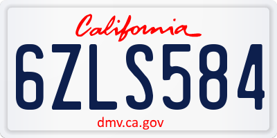 CA license plate 6ZLS584