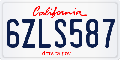 CA license plate 6ZLS587