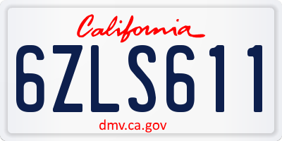 CA license plate 6ZLS611