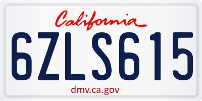 CA license plate 6ZLS615